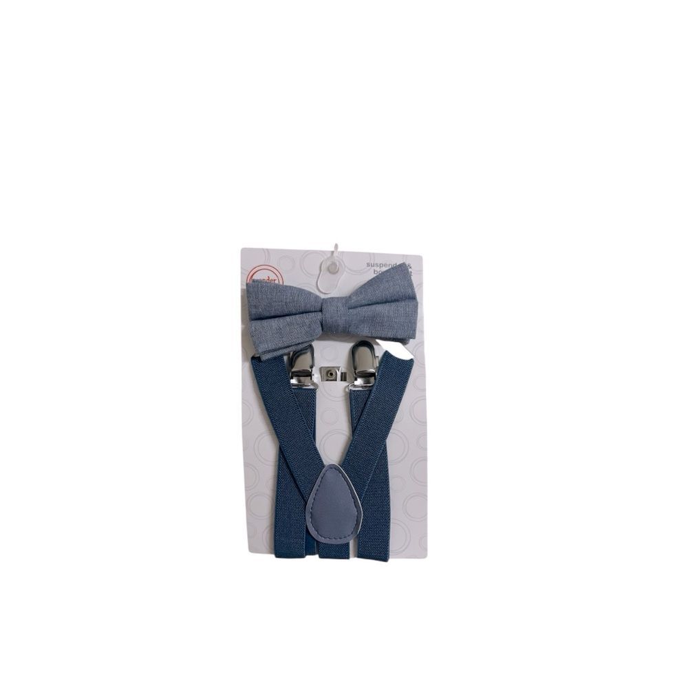 NWT Boy’s Chambray Blue Suspenders and Bowtie Set